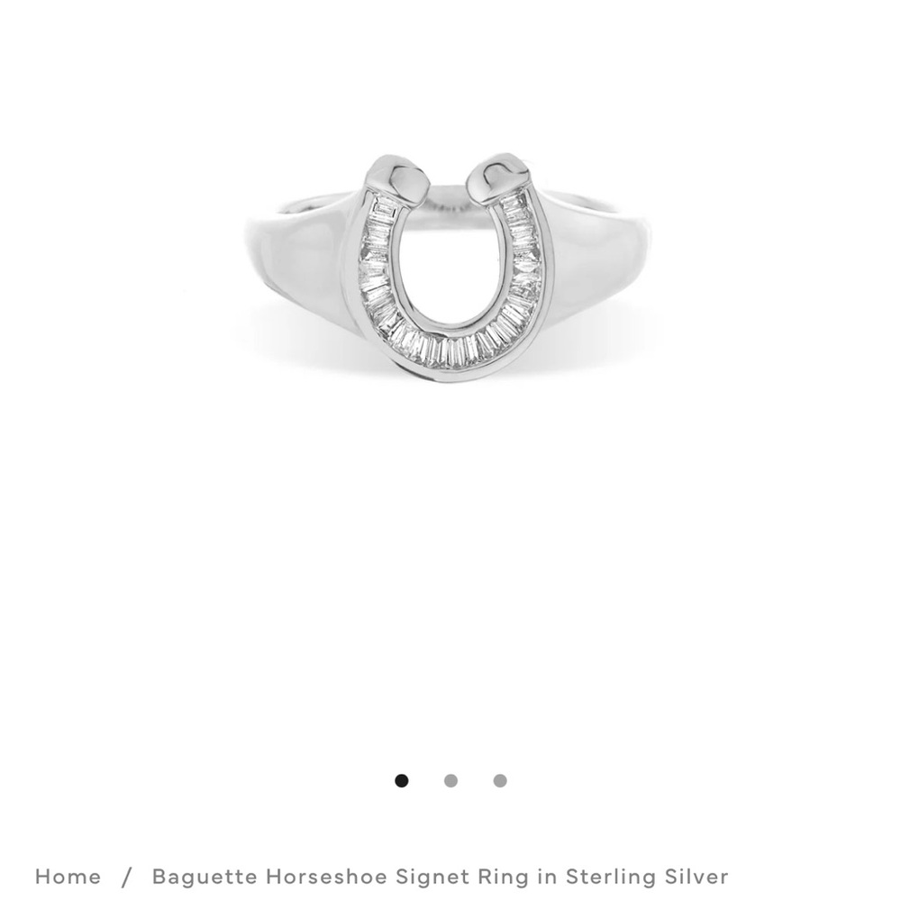 Adina Reyter Baguette Silver Horseshoe Signet Ring, Size 5